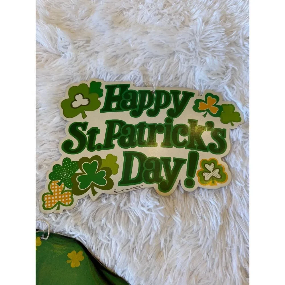 RARE set of 5 vintage St. Patrick's Day Die cut window decorations Beistle 1978 - Picture 5 of 13